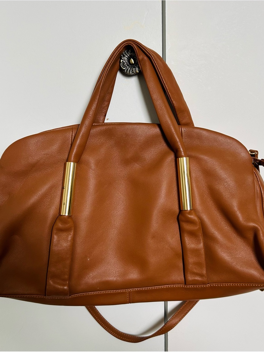 Alexandra Bartlett Metallic Mauve Leather Tote with Subtle Shine